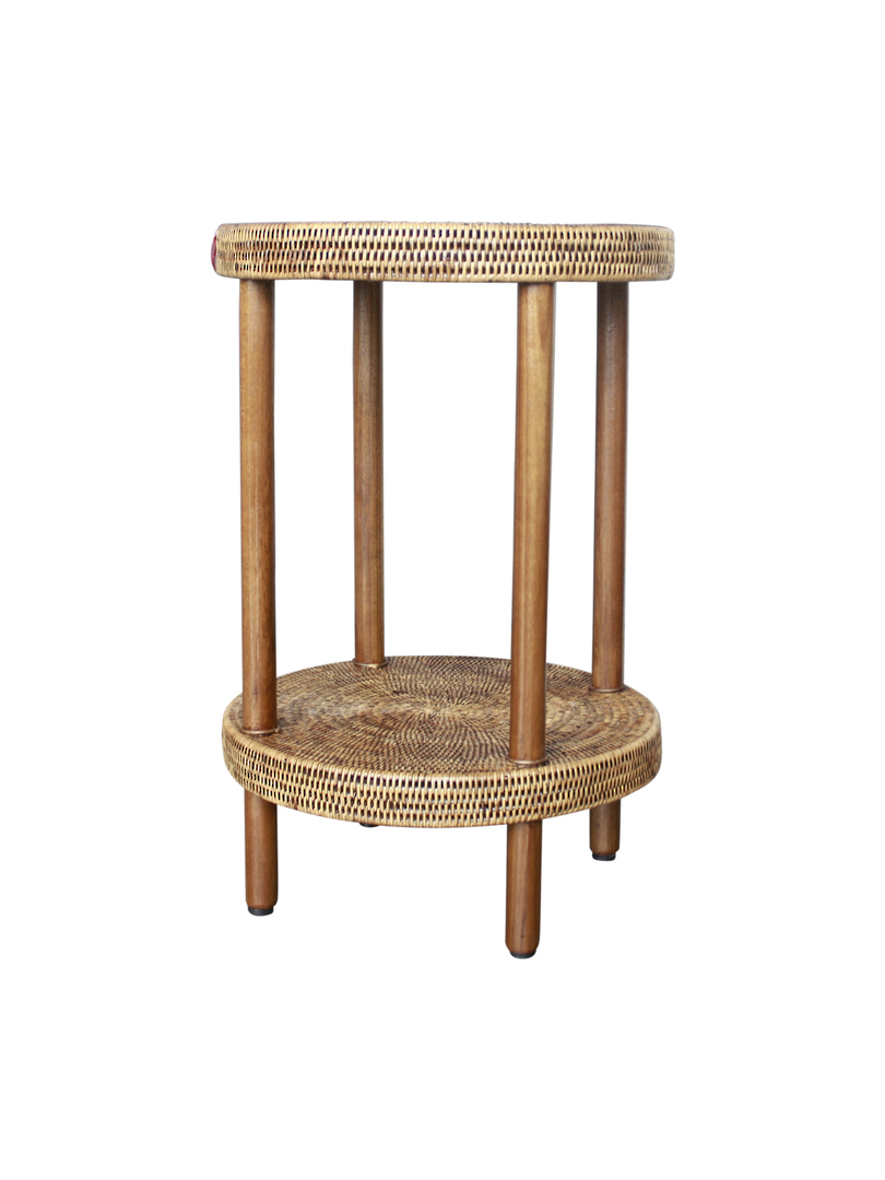 2 TIER ROUND SIDE TABLE RATTAN image 1